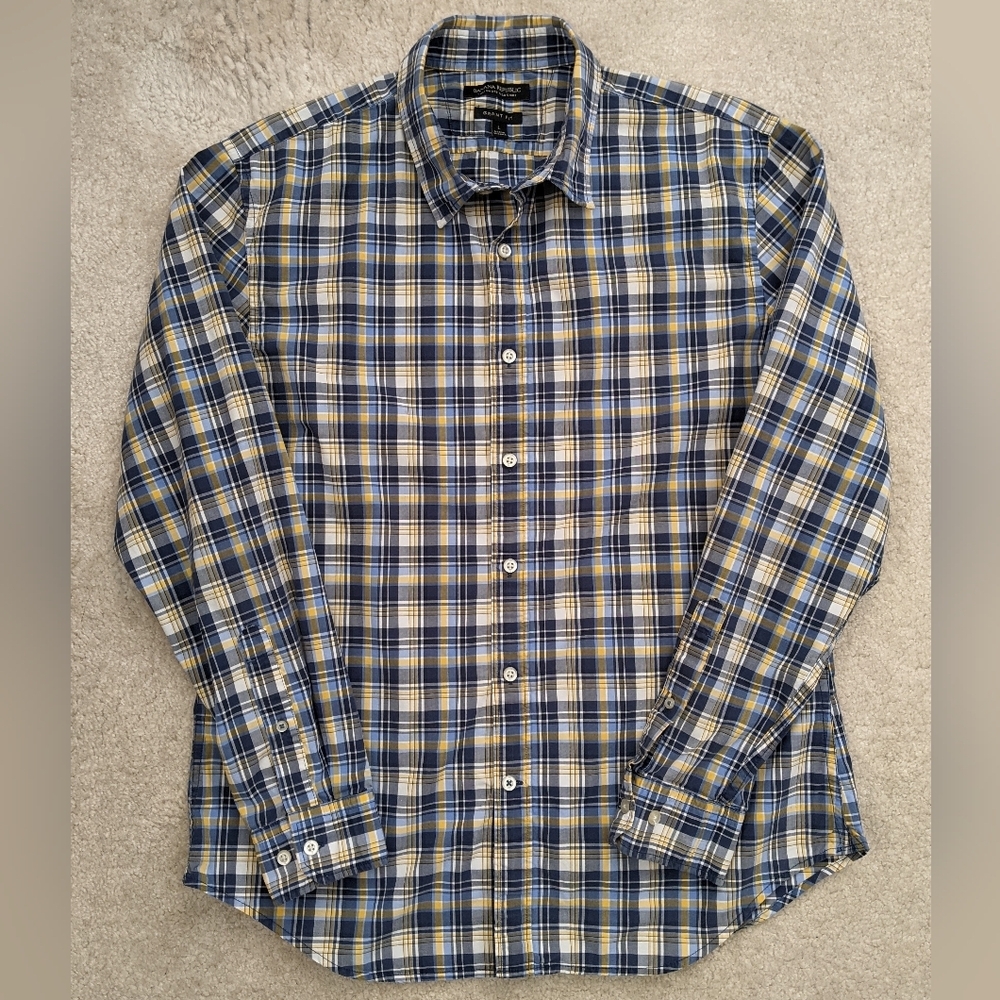 Banana Republic blue plaid shirt large